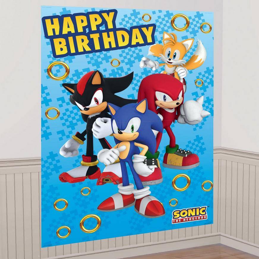 Sonic the Hedgehog Birthday Paper Cardstock Photo Booth Kit, 4.6ft x 6.7ft
