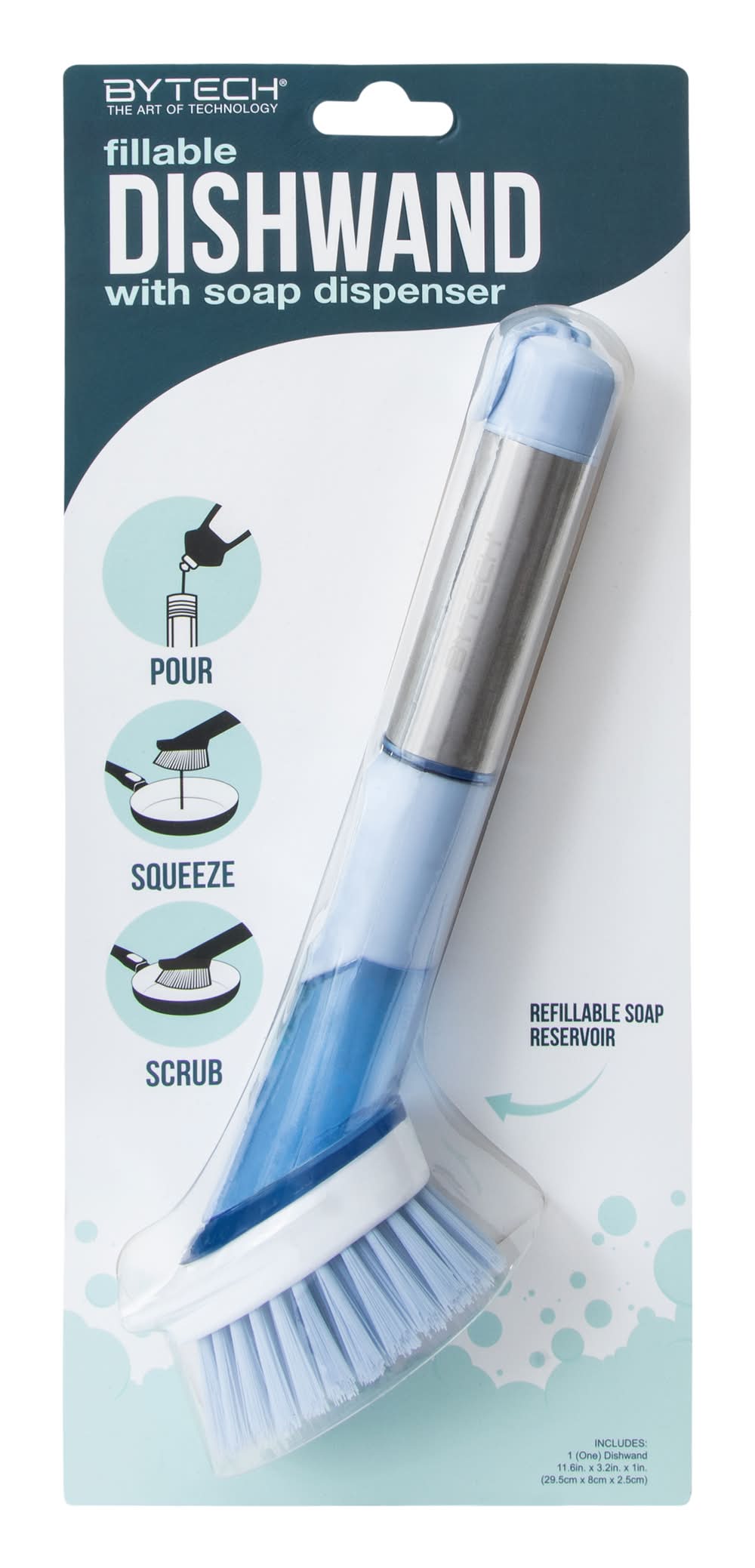Fillable Dishwand With Soap Dispenser Blue