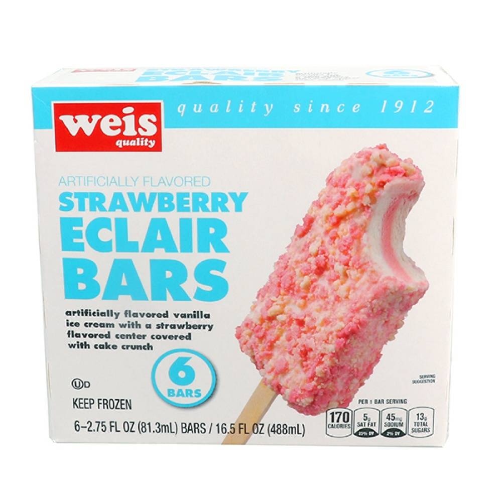 Weis Eclair Ice Cream Bars, Strawberry (6 x 2.75 fl oz)