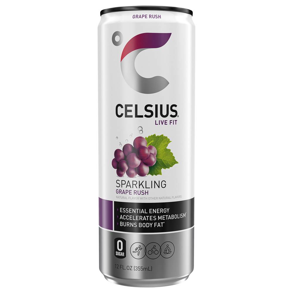 Celsius Live Fit Fitness Drink, Sparkling Grape Rush (12 fl oz)