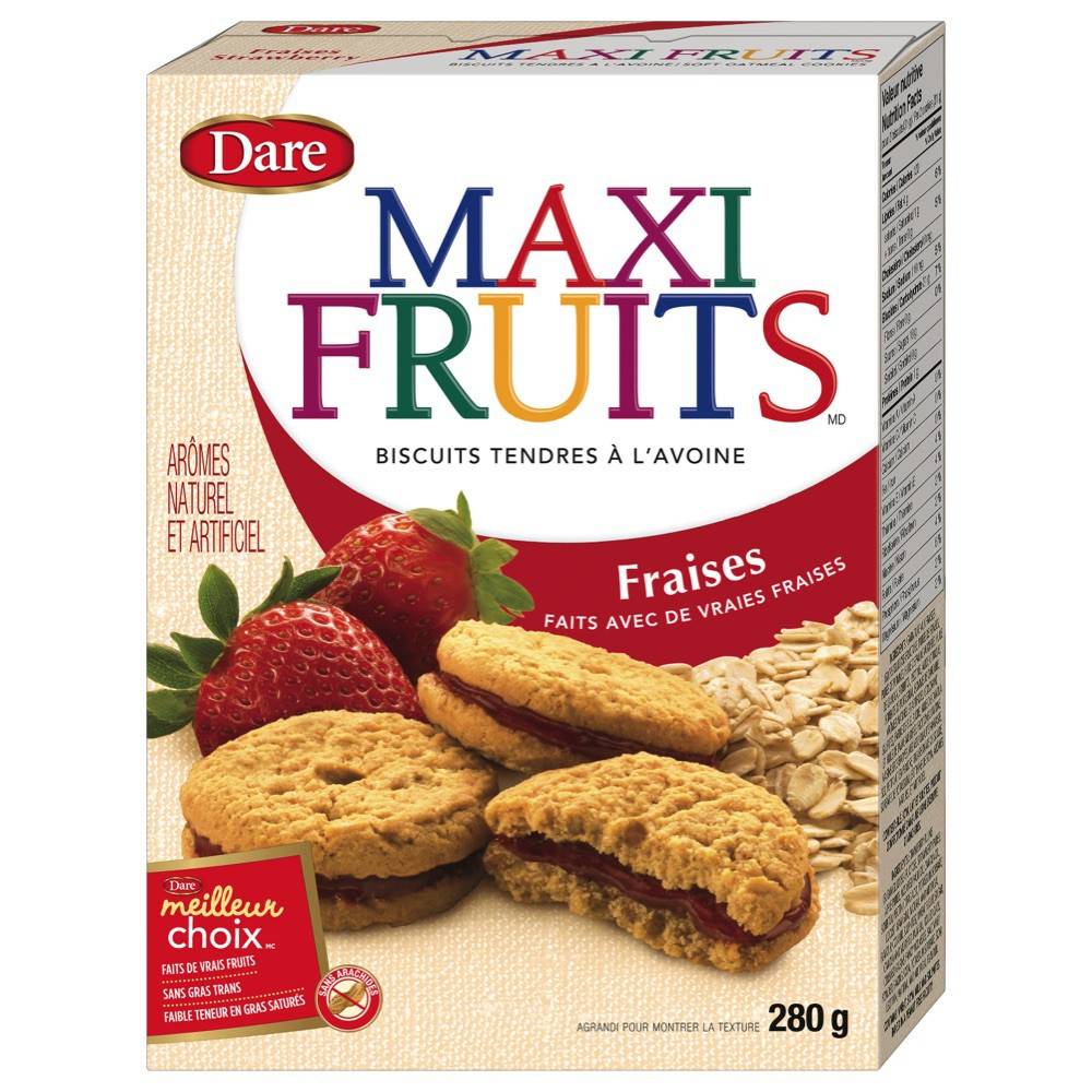 Dare maxi fruits biscuits tendres à l'avoine - maxi fruits soft oatmeal cookies (fraises)