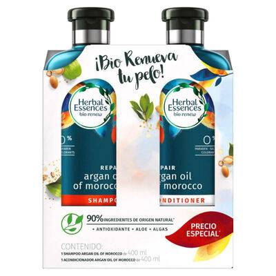 Herbal essences pack shampoo + acondicionador aceite de argán (2 unids)