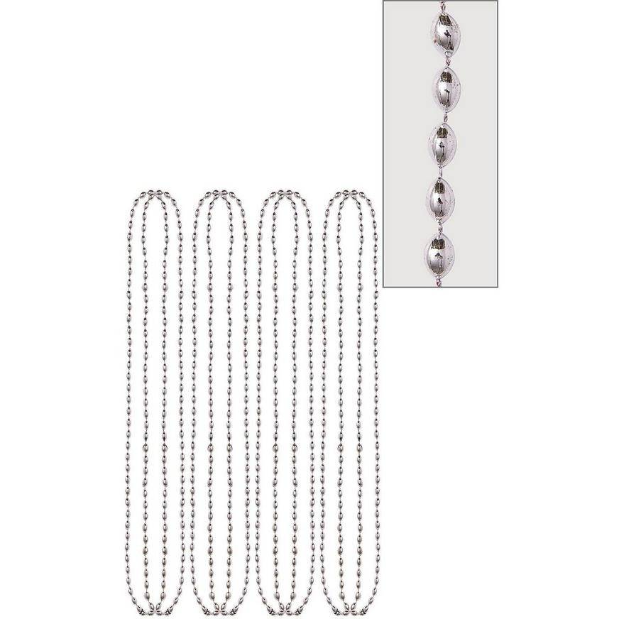 Metallic Silver Bead Necklaces 8ct