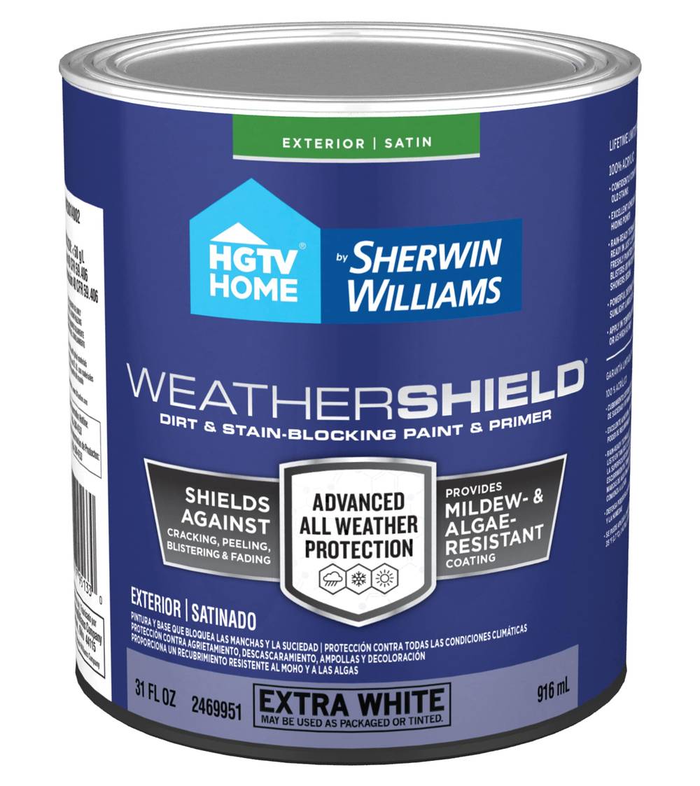 HGTV HOME by Sherwin-Williams Weathershield Satin Base Tintable Latex Exterior Paint + Primer ( 1-quart ) | WE0014002-14