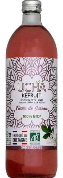 Ucha - Kéfruit boisson pétillante à base de grains de kéfir sans sucre bio, fleurs de sureau (750ml)