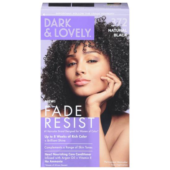 Soft-Sheen Carson Dark & Lovely 372 Natural Black Fade Resist Rich Conditioning Color (1 kit)