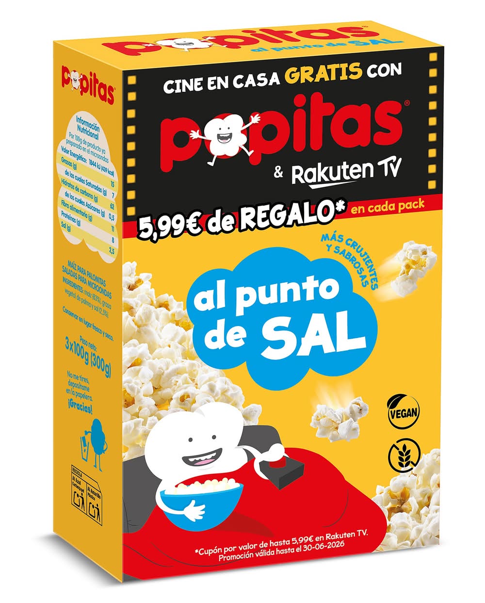 Palomitas Al Punto De Sal Microondas Popitas Caja 300 G