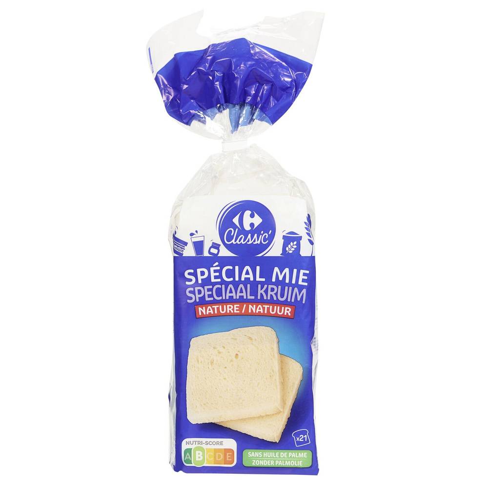 Carrefour Classic' - Pain de mie nature sans croûte (21 piéces)