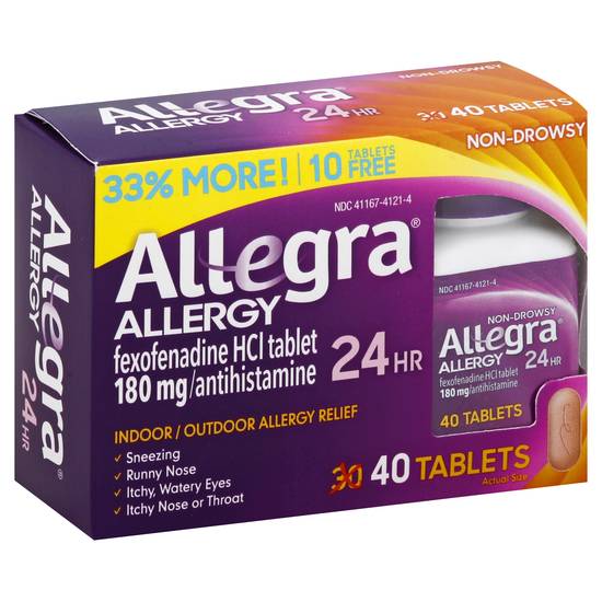 Allegra 24 Hr Allergy Relief Fexofenadine Hci 180 mg (40 tablets)