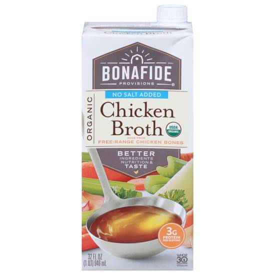 Bonafide Provisions Organic No Salt Added Chicken Broth