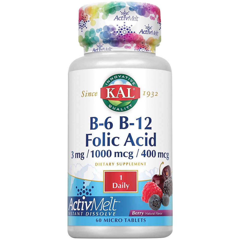 Kal B-6, B-12 Folic Acid Activmelt Instant Dissolve Tablets (60 ct) (berry)