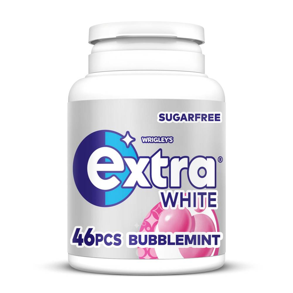 Extra White Bubblemint Chewing Gum Sugar Free Bottle 46 Pieces