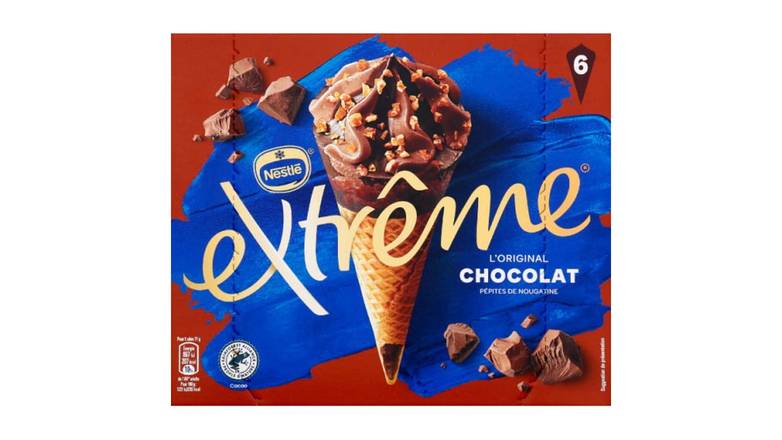 Nestle Cônes glaces au chocolat et aux pepites de nougatine La boîte de 6, 426g