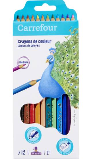 Crayon de couleur x 12 CARREFOUR - le lot de 12 crayons de couleur
