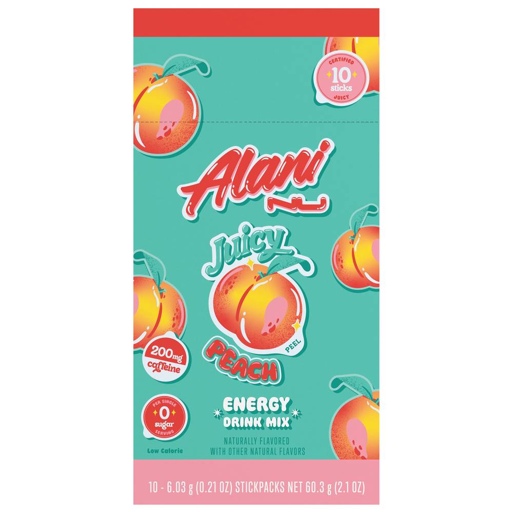 Alani Nu Energy Drink Mix Stickpack, Juicy Peach (0.21 oz, 10 ct)