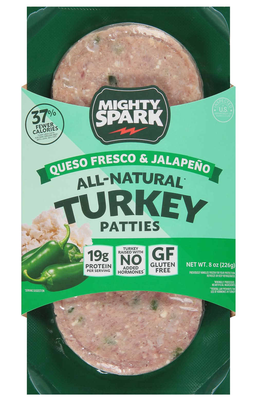 Mighty Spark Queso Fresco & Jalapeno Turkey Patties (9 oz)