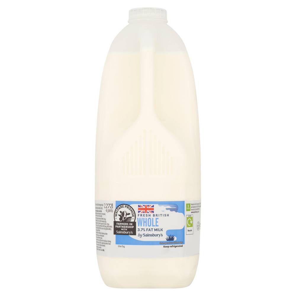 Sainsbury's British Whole Milk 2.27L (4 pint)