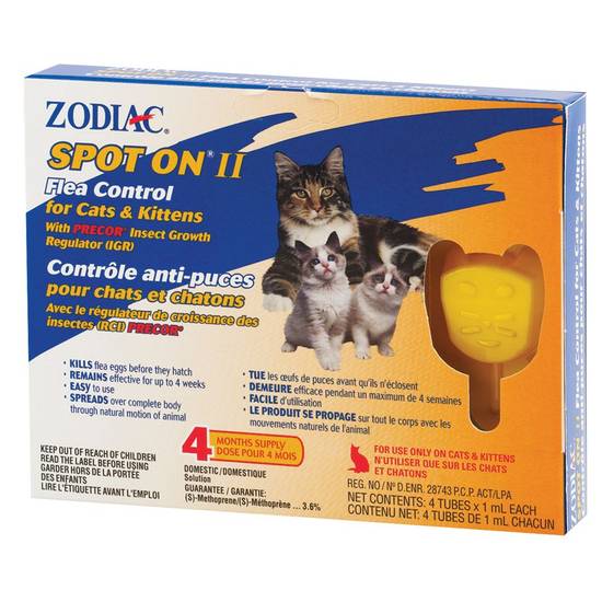 ZODIAC® Spot On® II Flea Control for Cats & Kittens (Size: 4 Count)