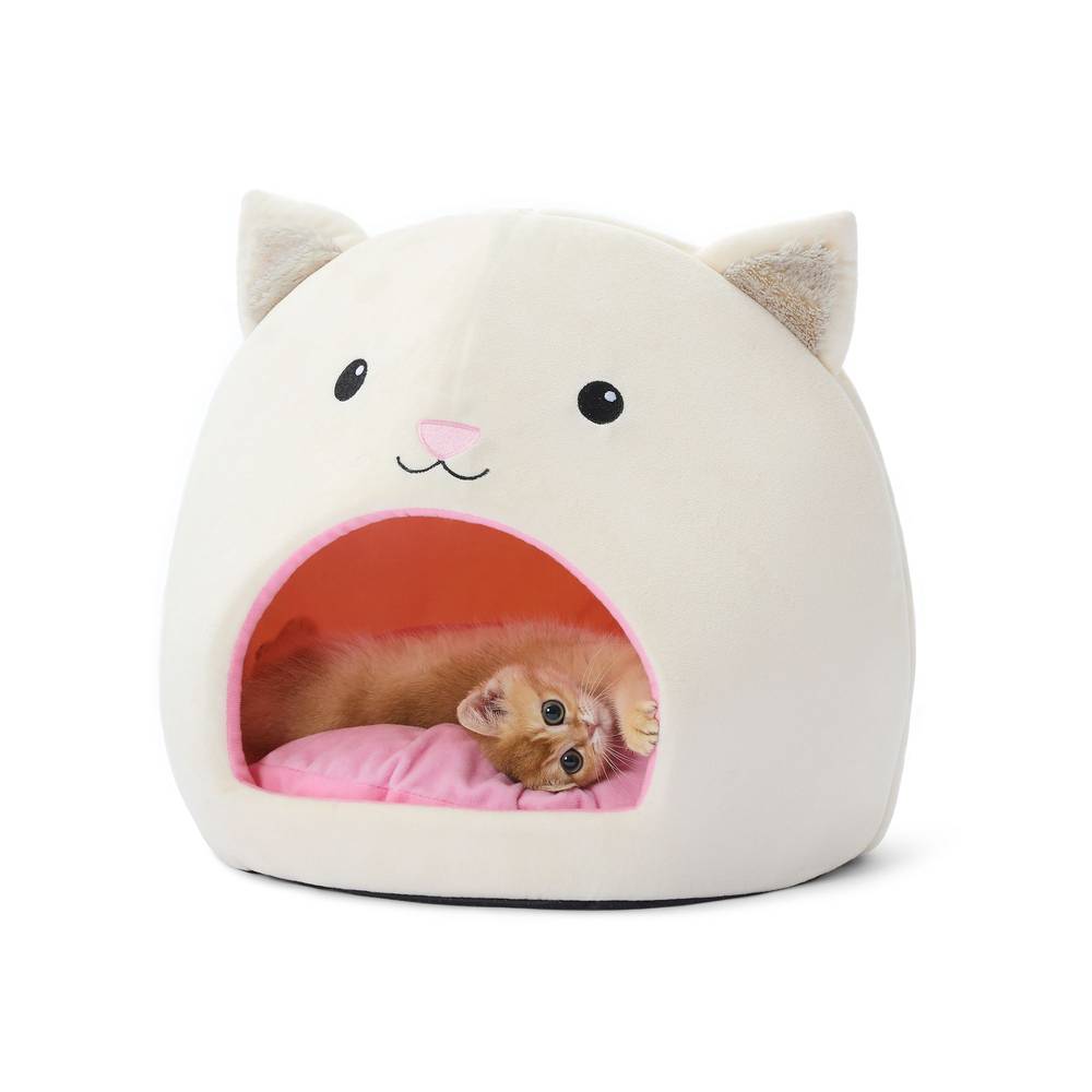 Whisker City Cat Character Hut Cat Bed (7inch/white)