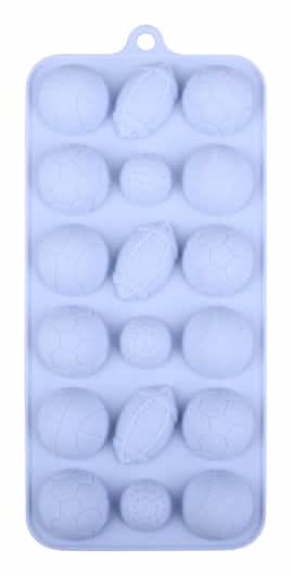 Makery Sports Balls Silicone Candy Mold, 4x8.87x0.59 in, Blue