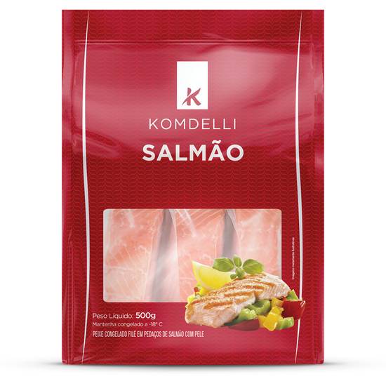 Komdelli pedaço de filé de salmão com pele (500g)