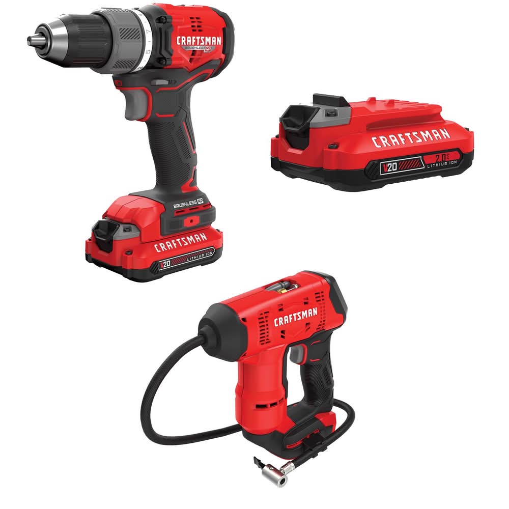 Craftsman Drill Kit, Inflator, And Battery Bundle