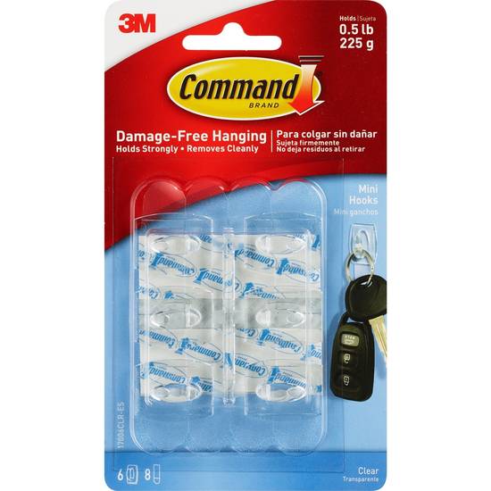 Command Damage-Free Mini Hooks Hanging Hooks & Strips, 6 ct