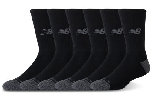 New Balance Womens Cushioned Crew Socks - Black Size L