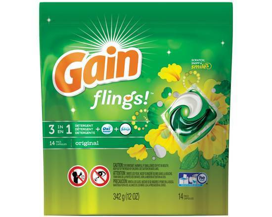 GAIN FLINGS LAUNDRY DETERGENT ORIGINAL 14 PK