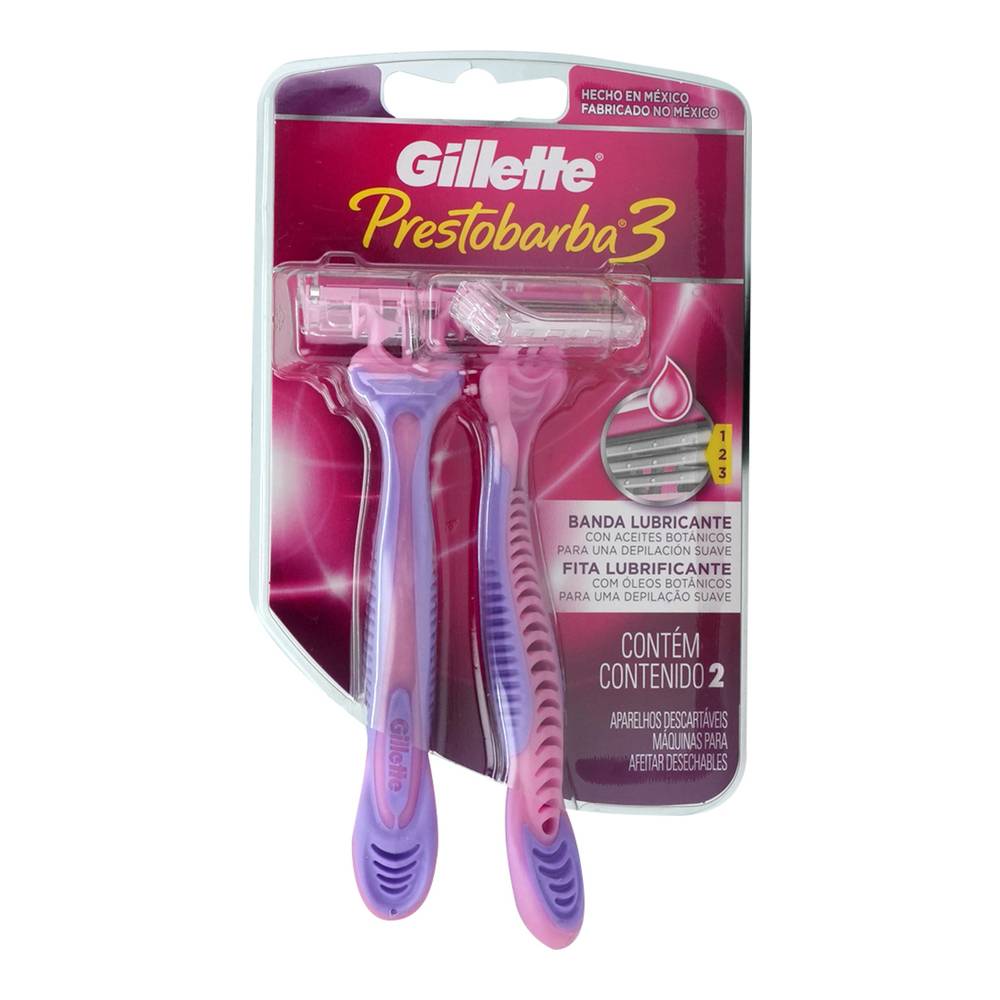Gillette máquina para afeitar prestobarba 3 rosa (blister 2 piezas)