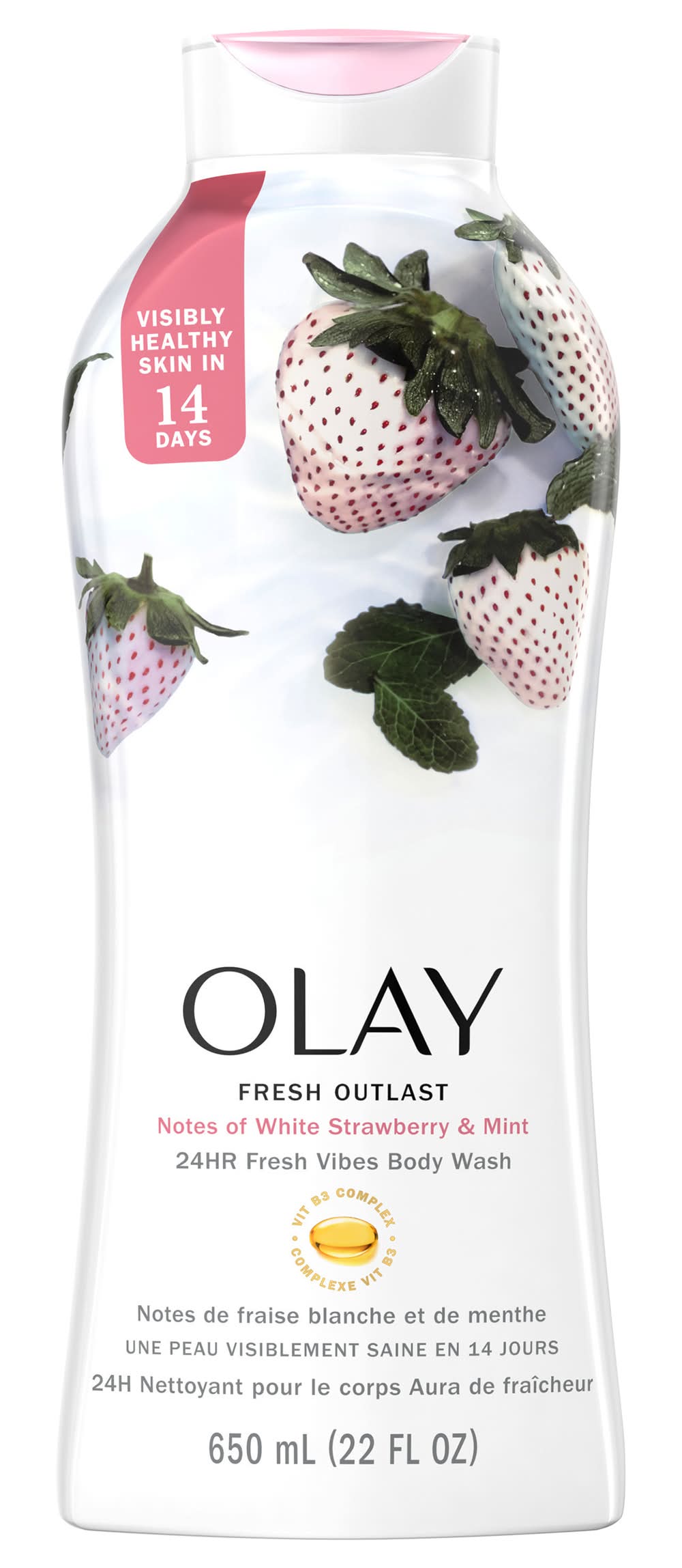 Olay Fresh Outlast Body Wash, Strawberry-Mint (22 fl oz)