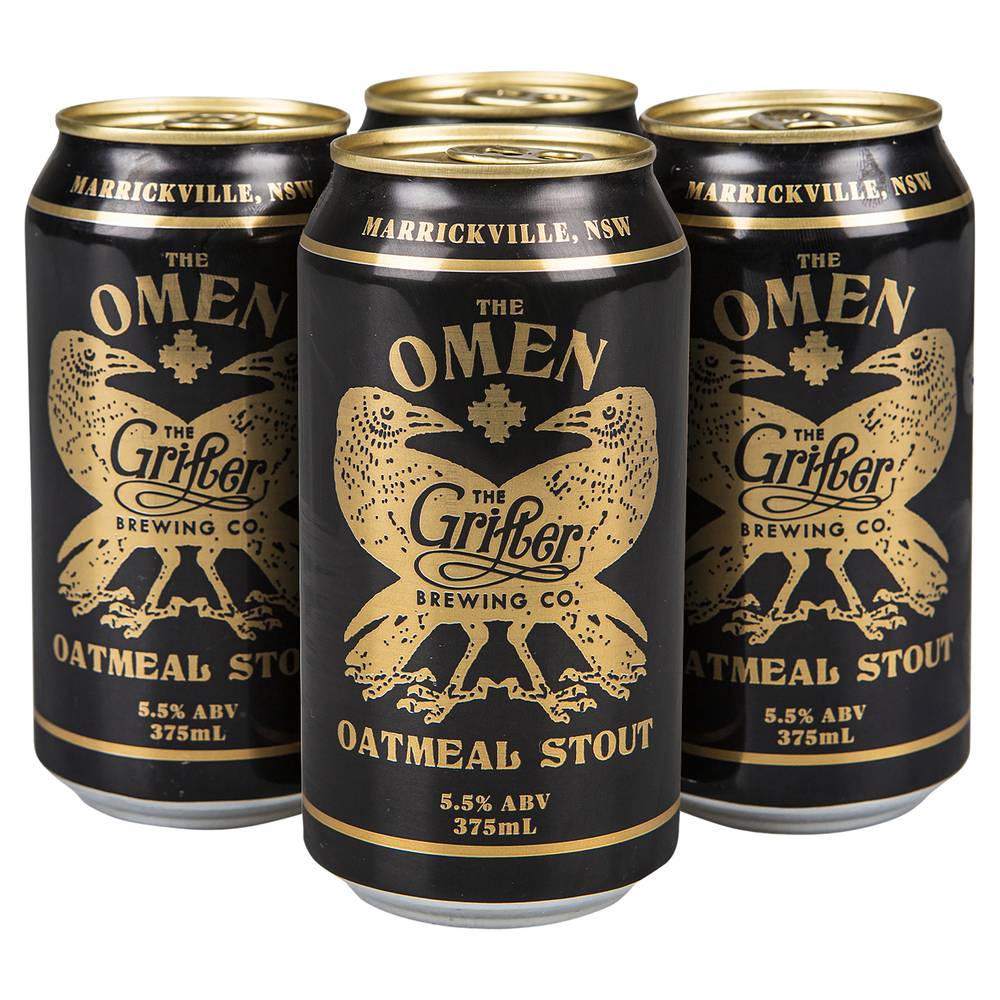 The Grifter Brewing Co The Omen Oatmeal Stout Can 375mL X 4 pack