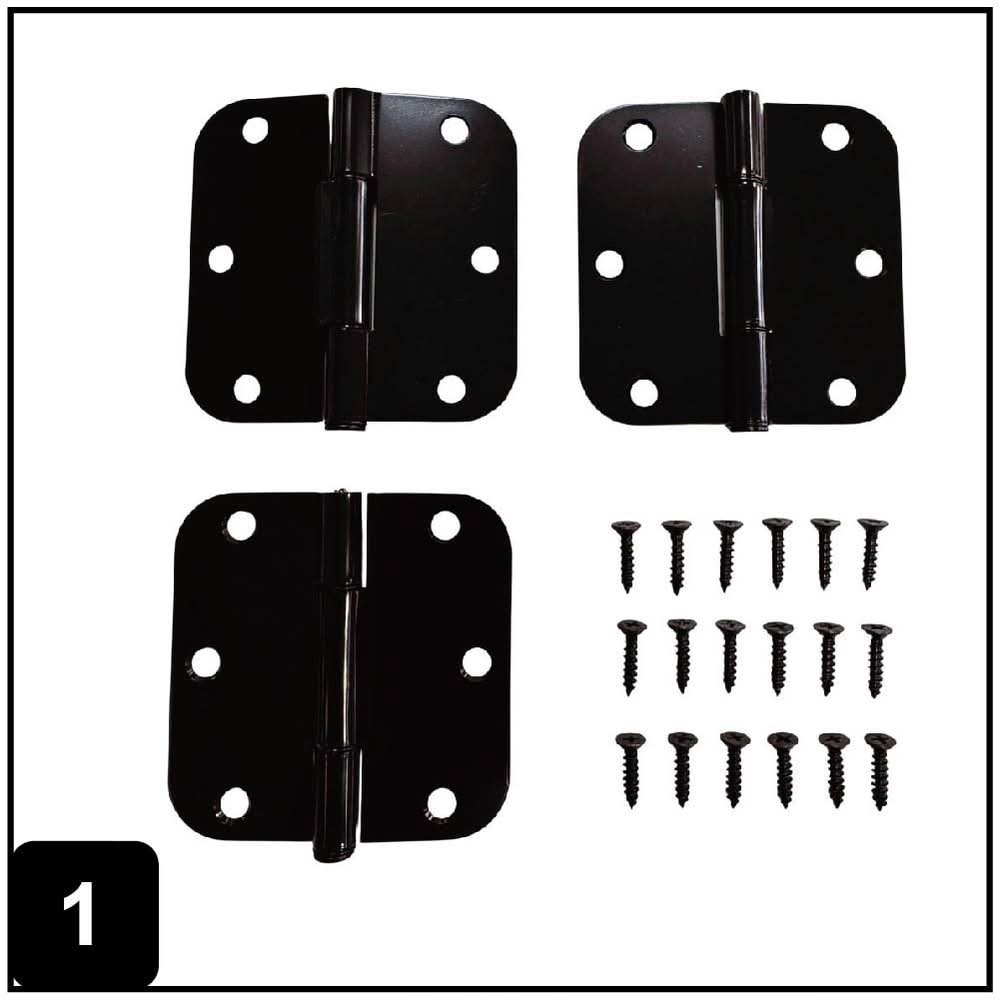 RELIABILT No-Squeak 3-1/2-in H x 5/8-in Radius Matte Black Mortise Interior/Exterior Door Hinge 3 -Pack