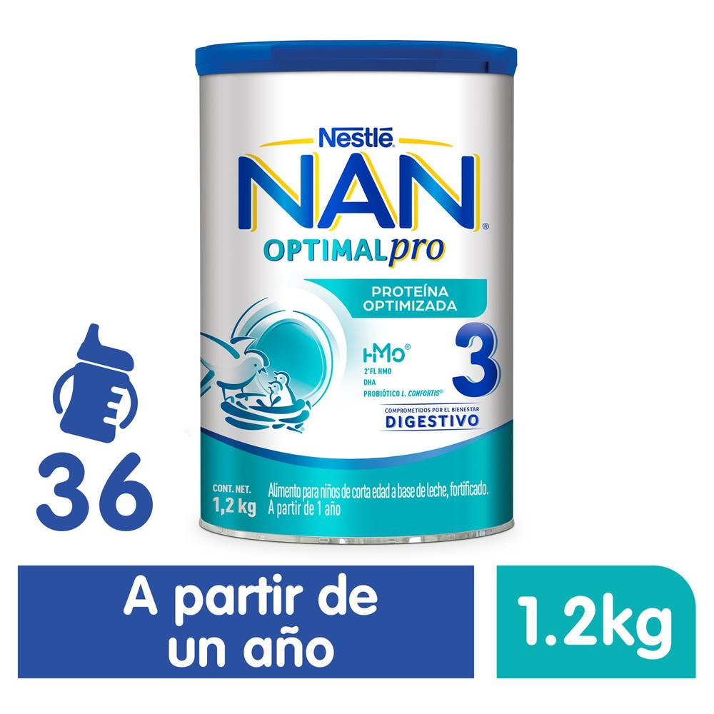 NAN · Fórmula láctea infantil optimal pro, Etapa 3 (1,2 kg)