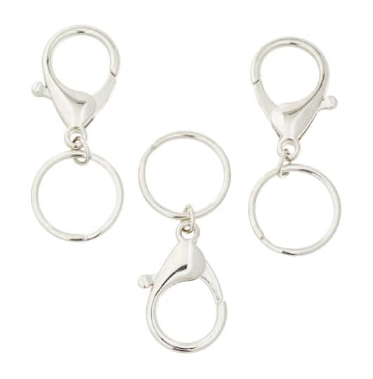 Bead Landing Premium Metals Rhodium Lobsters Keyring, 36 mm (3 ct)