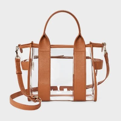 Universal Thread Mini Boxy Tote Handbag, Brown Clear