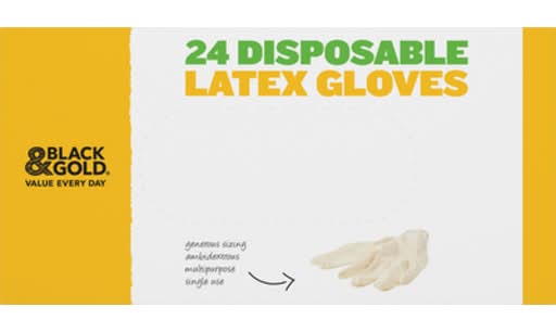 Black & Gold Disposable Latex Gloves (24 pack)
