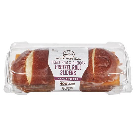 Crafted Market By Meijer Honey Ham & Cheddar Pretzel Roll Sliders (6 oz)