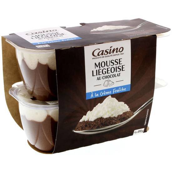 Casino Mousse liégeoise - Au chocolat - 4 pots 4x80g