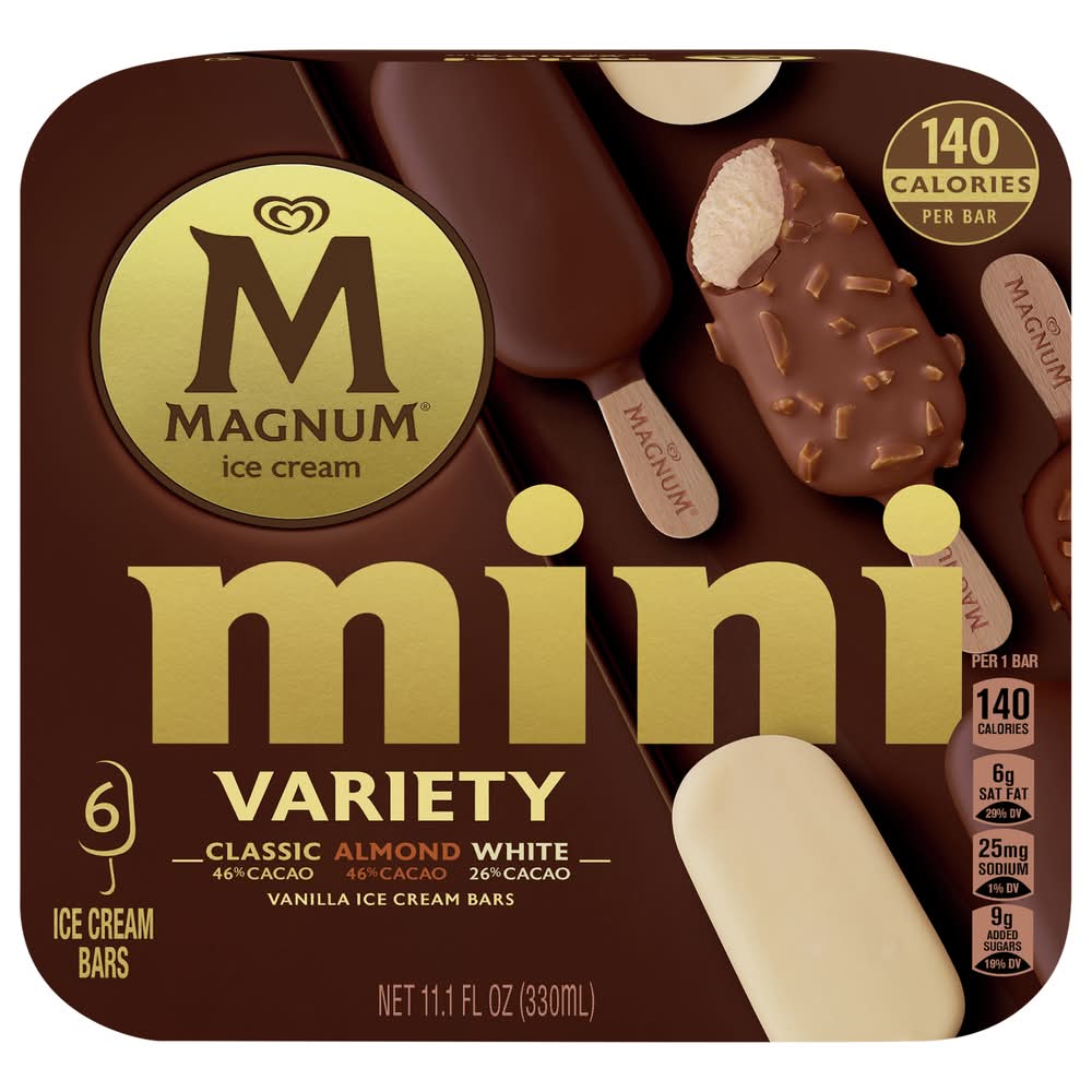 Magnum Mini Variety Ice Cream Bars, Classic/Almond/White (11.1 fl oz, 6 ct)