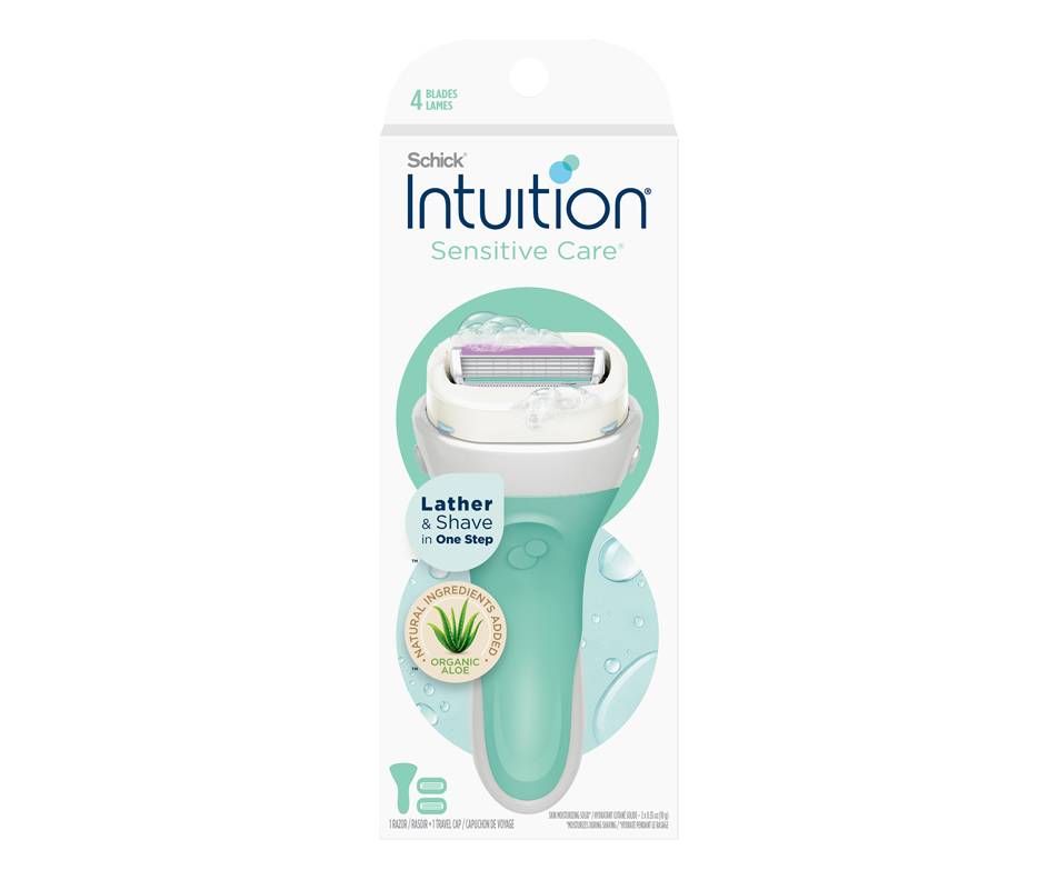 Schick rasoir avec aloès pour femmes naturals sensitive care intuition de schick (rasoir + 2 cartouches de lames) - naturals sensitive skin razor and 2 refills (razor and 2 refills)