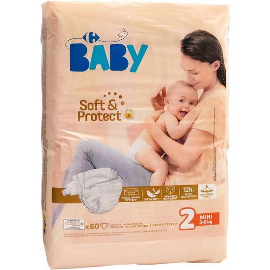 Carrefour Baby - Couches bébé 3 à 6 kg (taille 2)