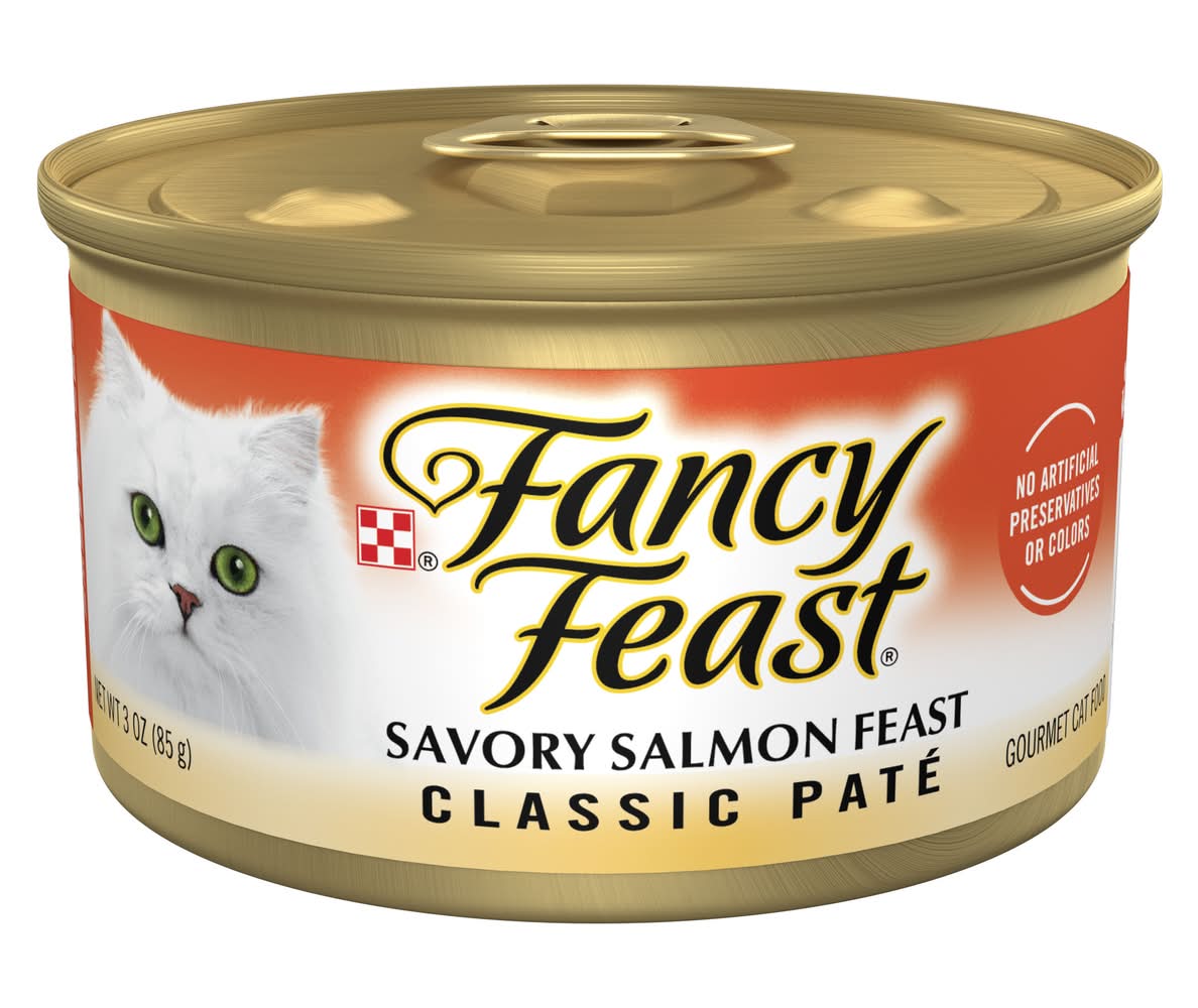 Purina Fancy Feast Classic Paté Gourmet Wet Cat Food, Savory Salmon Feast (3 oz)