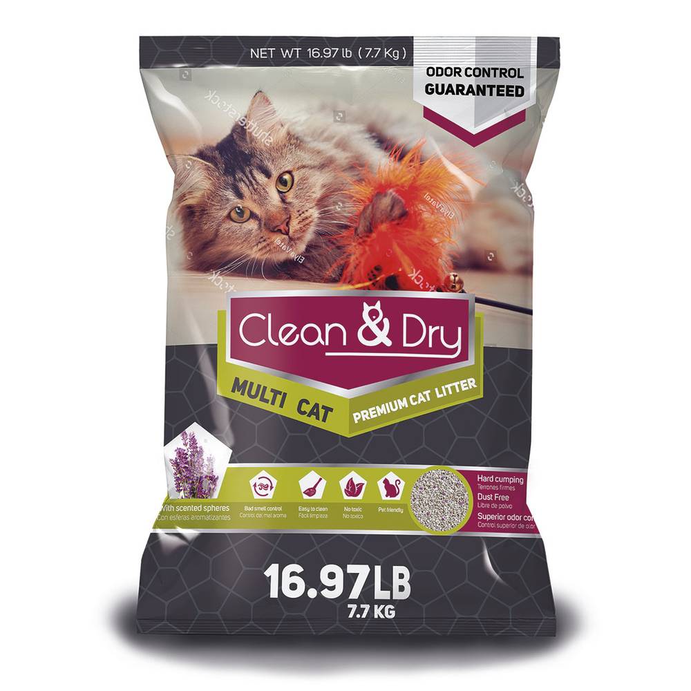 Clean & Dry · Arena premium para gato (7,7 kg)