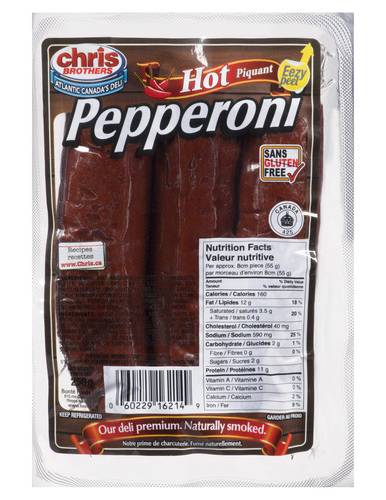 Chris brothers pepperoni chaud - hot pepperoni