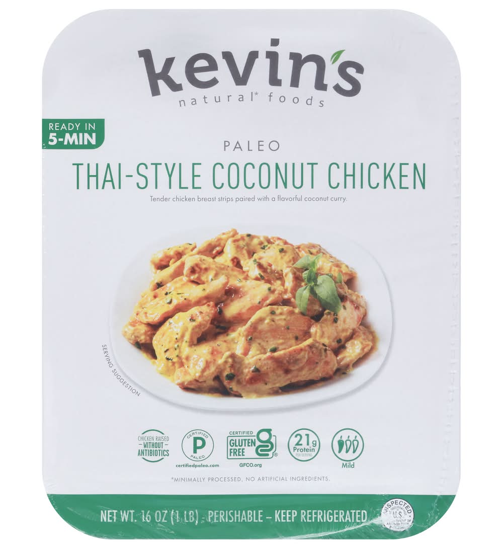 Kevin's Natural Foods Fully Cooked Chicken, Thai Style Coconut (16 oz)