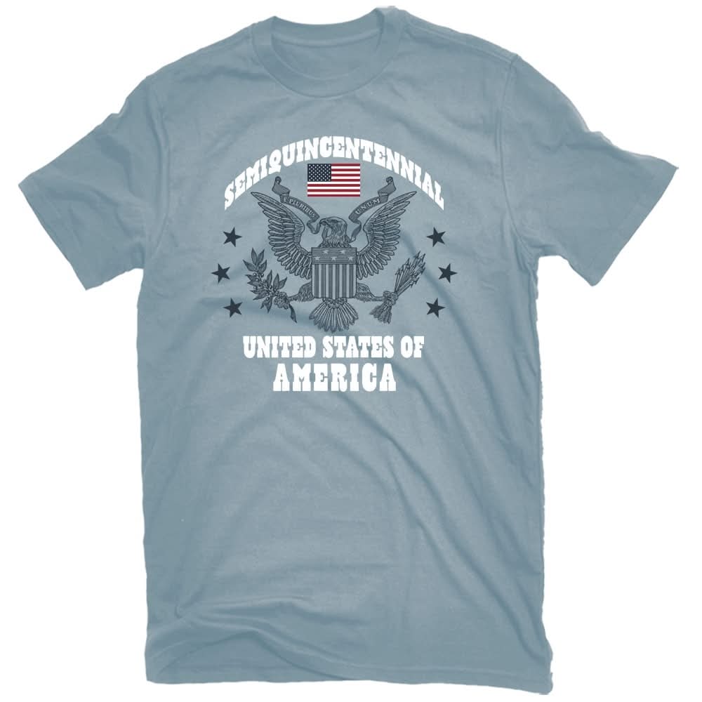 Men's Blue Light weight Knit Short sleeve Graphic Fourth of July T-shirt ( 2XL )