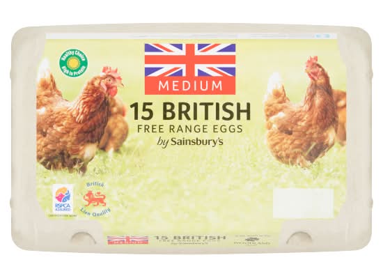 Sainsbury's Medium, British Free Range Eggs (15 pack)