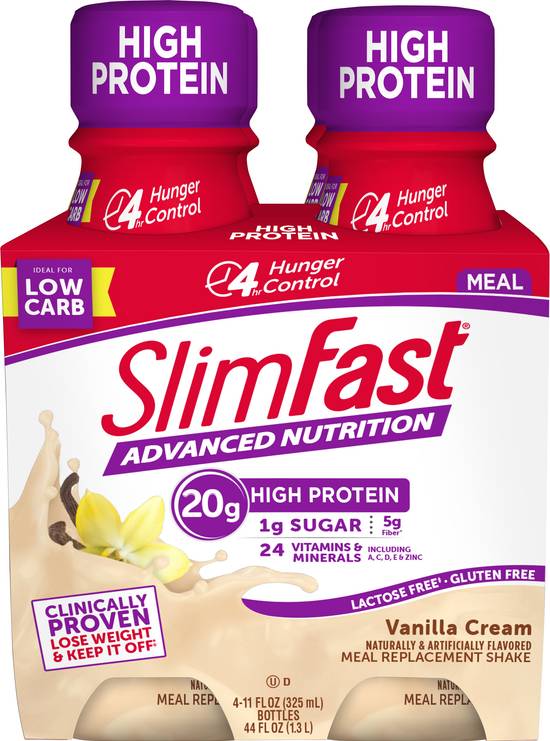 Slimfast Vanilla Cream Meal Replacement Shake (4 ct, 11 fl oz)