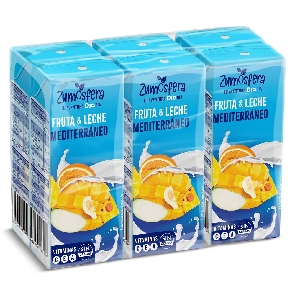 Bebida De Frutas Con Leche Mediterráneo Zumosfera De Dia Brik 6 X 200 Ml